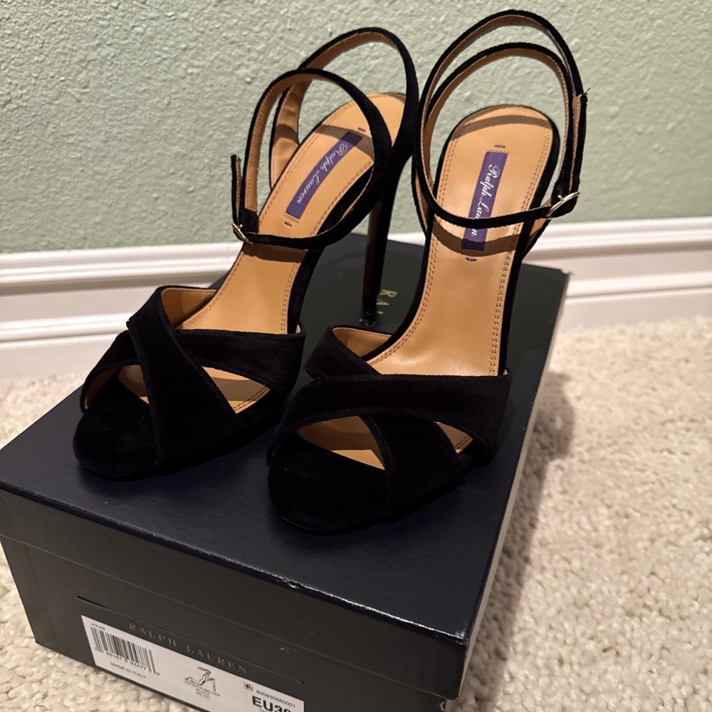Ralph Lauren Purple Label Kandice Black Velvet Heels 39B/8.5Prom,Events,Wedding